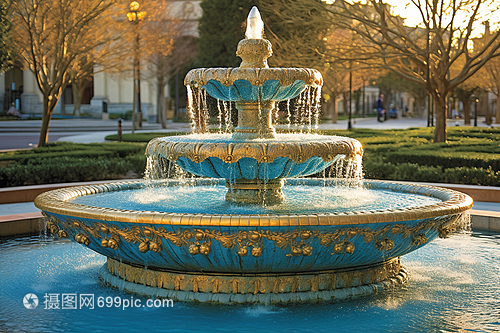 流光溢彩映古韵——城市中的精美喷泉与仿古建筑之美